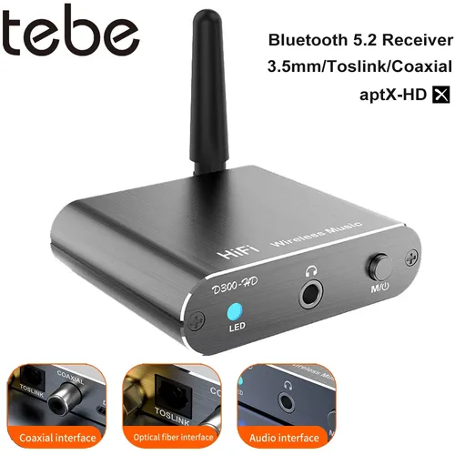 Tebe aptX-HD Bluetooth 5 2 Music Receiver HIFI Wireless Audio Adapter mit 3 5mm Aux