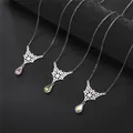 Skyrim Triquetra Irish Knoten Wicca Anhänger Halskette Kristall Wasser Tropfen Hals Kette Choker