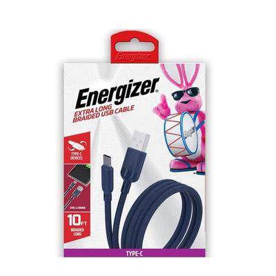Energizer 06732 - 10ft Braided Type-C to USB Cable (ENG-TC3NVY) Standard Charger