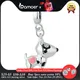 BAMOER Silver Color Pink Heart Dog Animal Pendants Charms Fit Bracelets Necklaces Women Cute Beads &