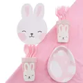 Easter Cartoon Rabbit Disposable Dinnerware Rabbit Shape Plate Cup Birthday Party Baby Shower