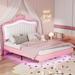 Full/Queen Size Modern Upholstered Princess Bed With Crown Headboard And LED Lights