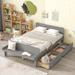 Full Size Bed with Footboard Bench for Bedroom Limited Spaces, 2 drawers, Gray