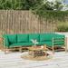 Irfora 6 Piece Patio Set with Green Cushions Bamboo