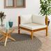 Irfora Sectional Corner Sofa with White Cushion Acacia Wood