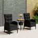 Irfora 3 Piece Patio Bistro Set Poly Rattan Black