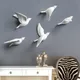 Décorations murales d'oiseaux en résine 3D autocollants muraux tridimensionnels or blanc statue