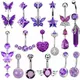 Anneaux de nombril papillon violet coeur mignon cristal haltère de nombril bijoux piercing