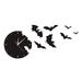 Halloween Bats Silhouette Wall Clock Scary Bats Symbols Home Decor Contemporary Black Wall Clock