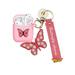 Xbs Airpods Case with Butterfly Pattern Soft Silicone Butterfly Pendant and Shockproof Dust Plug Cover for Women and Girls Compatible for Apple Airpods 2&1 Front LED Visible (Pink Butterfl