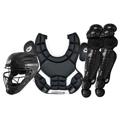 Pro Nine Armatus Elite Baseball Catcher's Gear Set - Ages 7-9 Black