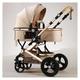 Baby Stroller 2-in-1 Convertible Bassinet Reclining Stroller,Foldable Pram Carriage with 5-Point Harness,Compact Baby Stroller Pushchairs for Infant & Toddler (Color : Gold)