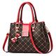 FORRICA Women Handbag Bow Pendant Shoulder Bag Fashion Maple Leaf Top Handle Bag PU Leather Handbags for Ladies Red