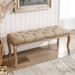 Barajas Bench Linen/Wood/Upholstered in Brown Laurel Foundry Modern Farmhouse® | 18.11 H x 45.08 W x 14.96 D in | Wayfair