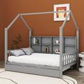 Harper Orchard Menifee Wooden Full Size House Bed w/ Trundle in Gray | 74.4 H x 57.6 W x 77.5 D in | Wayfair D607BBCA829D4B77B2A7A1C2665CE941