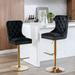 Rosdorf Park Joshu Swivel Adjustable Height Bar Stool Upholstered/Velvet/Metal in Black/Yellow | 17.5 W x 20.4 D in | Wayfair