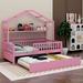 Harper Orchard Olga Wooden Twin Size Bed w/ Trundle in Pink | 70.9 H x 42.5 W x 77.6 D in | Wayfair 74B33A202C4D455292A05A42889B1369