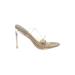 Cape Robbin Sandals: Slip-on Stilleto Cocktail Tan Print Shoes - Women's Size 8 1/2 - Open Toe