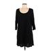 Purejill Casual Dress - Shift Scoop Neck 3/4 sleeves: Black Print Dresses - Women's Size Medium