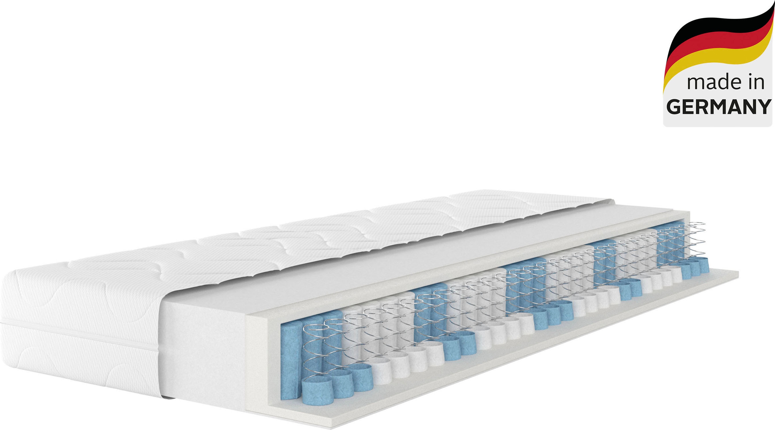 Taschenfederkernmatratze OTTO HOME "Kirkja 7-Zonen Matratze 90x200 cm, 140x200 cm & weitere Größen", weiß, B:100cm H:21cm L:200cm, Obermaterial: 100% Polyester, Matratzen, Taschenfederkernmatratze, Matratzen H2 / H3, ergonomisch, atmungsaktiv