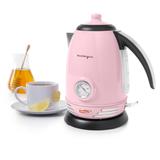 Nostalgia Retro 1.7-Liter Stainless Steel Electric Water Kettle with Strix Thermostat, Pink