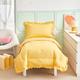 4 Pieces Yellow Toddler Bedding Set with Ruffle Fringe, Solid Color Toddler Bed Set - 1 Toddler Comforter + 1 Fitted Sheet +1 Flat Sheet +1 Pillowcase for Baby Boys and Girls