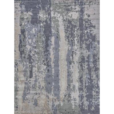 EXQUISITE RUGS Bamboo Silk Hand-knotted Blue/Grey Area Rug.