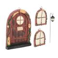 JAMNIK Ornaments,Miniature Fairy Gnome Home Windows and Door for Trees, Yard Art Garden for Kids Room, Wall and Trees Outdoor Decoration