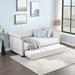 Upholstered Velvet Tufted Sofa Bed with Beautiful Round Armset Design, Twin Size Daybed with Trundle, Beige