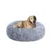 Poohoo Calming Faux Fur Donut Cuddler Dog Bed Washable Round Cat Bed Pillow Cuddler Gradient Color(23 /30 ) for Small Medium Dogs(L 30 Grey)