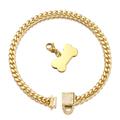 Jewelry Kingdom 1 Gold Dog Chain Collar with Tag and Ice-Out Cubic Zirconia Stones Secure Buckle 18K Metal Stainles Steel Cuban Link Chain 6MM Heavy Duty Walking Training Collar (6MM 18 )