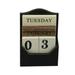 NUOLUX Black Wooden Calendar Desktop Calendar Vintage Perpetual Wood Calendar Block Office Home Decor Reusable Table Diy Planner