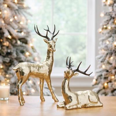 Christmas Hammered Gold Deer - Lying - Grandin Road