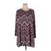 Charlotte Russe Casual Dress - Shift Crew Neck Long sleeves: Burgundy Chevron/Herringbone Dresses - Women's Size X-Large