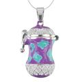 Diy pendant necklace Copper Hollow Out Alloy Aromatherapy Accessories Pendant Solid Aroma Balls Holder Perfume Container Case for DIY Necklace (Purple)