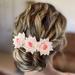 Heread Rose Flower Bride Wedding Hair Comb with Hair Pins Pink Floral Bridal Hair Pieces Crystal Hair Clips Accessories for Women and Girls