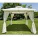 Outdoor Patio Gazebo Canopy Garden Gazebo Tent Outdoor Canopy with Netting Outdoor Pop Up Gazebo Canopy Shelter with Mosquito Netting and Curtains for Decks Poolsides Gardens Beige