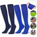 Gustave 2 Pairs Soccer Socks Multi-Sport Athletic Socks for Baseball Softball Football Unisex Knee High Sports Compression Socks for Men Women Blue/ Navy