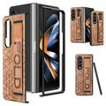 Folding Case for Samsung Galaxy Z Fold 4 Luxury PU Leather Dexterity Slim Thin Fit Case with Pen Holder Slot Wristband Strap Design Phone Cover Soft Silicone Shockproof Anti-Drop Case Black