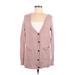 American Eagle Outfitters Cardigan Sweater: Pink Color Block Sweaters & Sweatshirts - Women's Size 2X-Small
