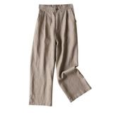 QUYUON Motorcycle Pants Clearance Solid Color Casual Button Cotton Linen Straight Cropped Pants Lounge Pants Women Full Length Pant Leg Loungewear Style P4085 Khaki XXL