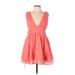 Abercrombie & Fitch Casual Dress - A-Line Plunge Sleeveless: Pink Print Dresses - New - Women's Size Large Petite