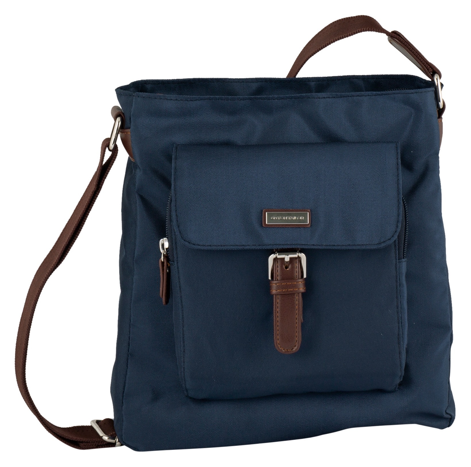 Hobo TOM TAILOR "Rina", Damen, Gr. B/H/T: 25cm x 27,5cm x 7cm, blau, Nylon, beschichtet, gepflegt, kontrastfarbene Details, mehrfarbig, Taschen Hobo, aus leichtgewichtigem Nylon und aufwändig gewebten Gurtband