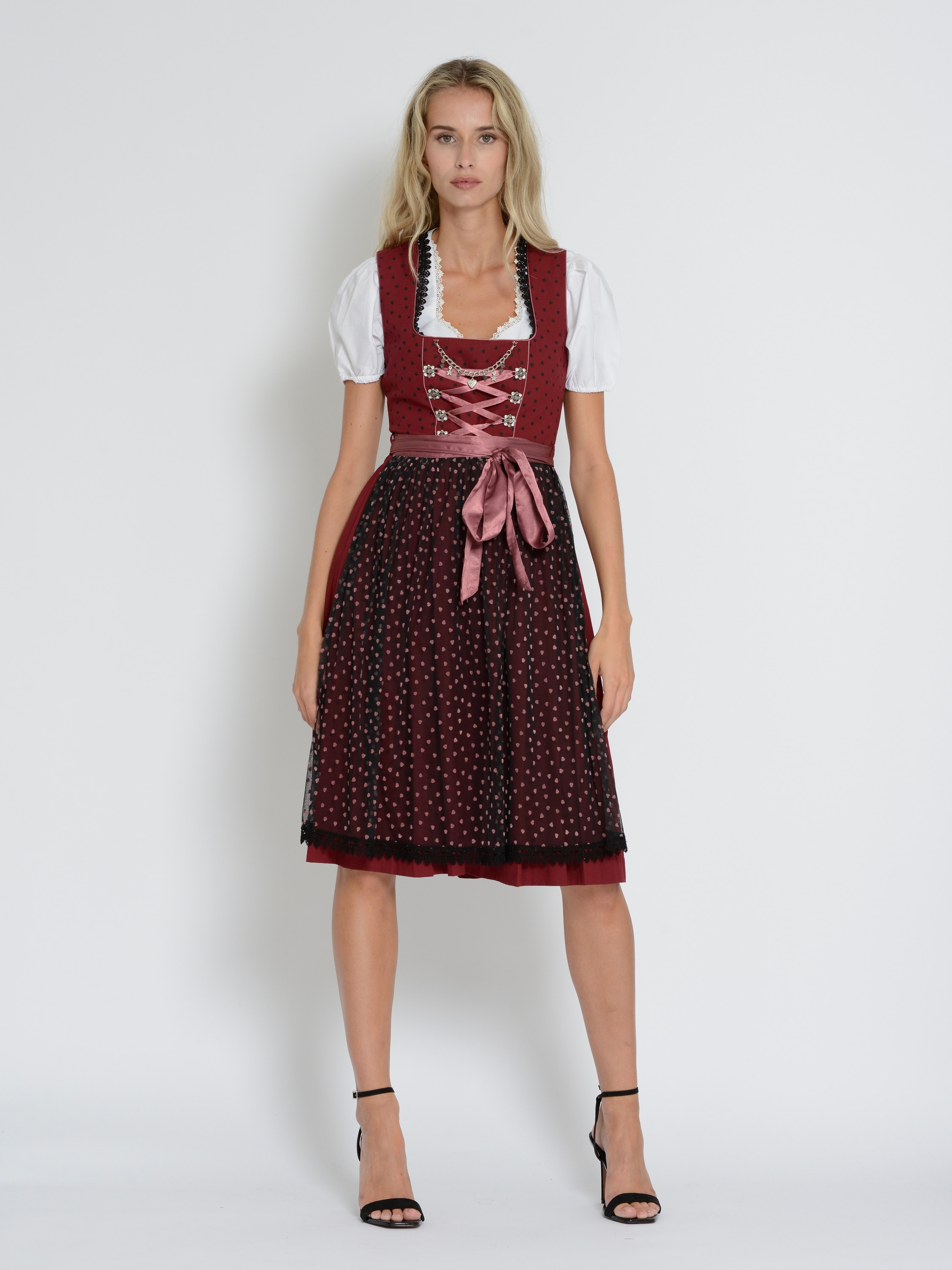 Dirndl JCC "31023115", Damen, Gr. 40, Normalgrößen, lila (berry), Obermaterial: 100% Baumwolle ; Futter: 100% Baumwolle ; Schürze: 100% Polyester; Acc.: 100% Metal, Kleider Image