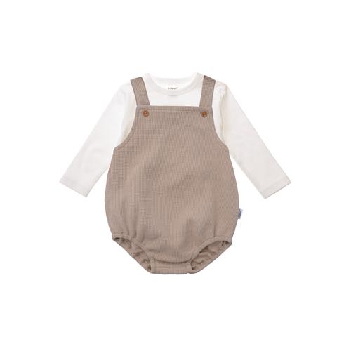 Strampler LILIPUT Gr. 86/92, EURO-Größen, beige (beige-weiß) Baby Overalls bestehend aus Latzshorts und Langarmshirt