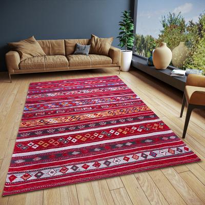 Teppich HANSE HOME "Yara", bunt (dunkelrot,bunt), B:120cm H:5mm L:180cm, Polyester, Teppiche, Flachgewebe robust, Anti-Slip, Boho Design, moderne Farben Image