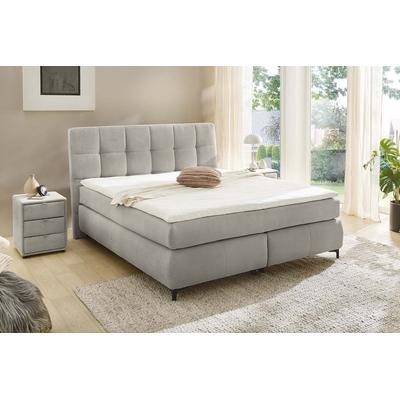 Boxspringbett JOCKENHÖFER GRUPPE "Beatrice erhältlich in 140 & 180cm Breite", grau (mittelgrau 427, 19), B:193cm L:222cm, Bezug Bett: Feincord (100% Polyester), Topper und Matratzenspiegel: 100% Polyester, Komplettbetten, 7-Zonen-TTFK-Matratzen und... Image