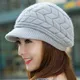 Béret d'hiver pour femme monochromatique bonnet d'oreille en tricot chaud bonnet de ski ample