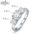 IOGOU Real D Color VVS1 Round 2.0ctw Moissanite 3-Stone Ring 925 Pure Silver Jewelry Certified for