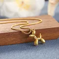 Stainless Steel Cute Style Balloon Dog Golden Pendant Necklace Sweet Funny Clavicle Chain Unique